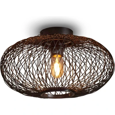 Afbeelding van Good&amp;Mojo Plafonniere Cango Bamboe Ellips Small Zwart 40x40x20cm