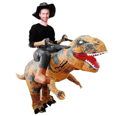 Afbeelding van AirSuit® opblaasbaar T Rex kostuum, humorkostuum, premium kwaliteit, volwassen maat, polyester, aangenaam om te dragen, duurzaam, incl. opblaassysteem, OriginalCup®