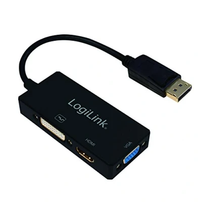 Afbeelding van LogiLink CV0109 4K DisplayPort naar DVI/HDMI/VGA adapter zwart