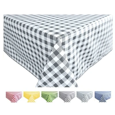 Afbeelding van Home Direct Tafelkleed van pvc, rechthoekig, 140 x 180 cm, Vichy, lichtgrijs