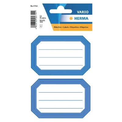 Afbeelding van 10x Herma Boeketiketten wit met blauwerand gelineerd 82x55 mm