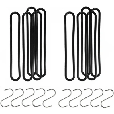 Afbeelding van Spanrubbers met S haken 10x stuks voor dekzeilen 25 cm Bagagespinnen