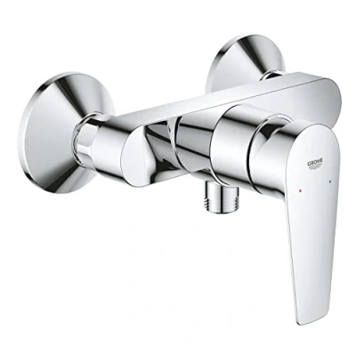 Afbeelding van GROHE Start Edge 24197001 Wandgemonteerde eengreeps blootgestelde douchemengkraan (metalen hendel, 35 mm keramische cartridge, waterbesparend, instelbare stroomsnelheidsbegrenzer, brandbeveiliging),