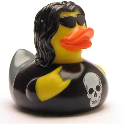 Afbeelding van Heavy Metal badeend I Quietscheeendje L: 8,5 cm incl. sleutelhanger in set