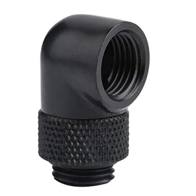 Afbeelding van 90 graden Waterkoeling Fitting, G1 / 4 &quot;Draad Man vrouw Extender Angel Rotary Tube Fitting Adapter voor PC Waterkoelsysteem(zwart)