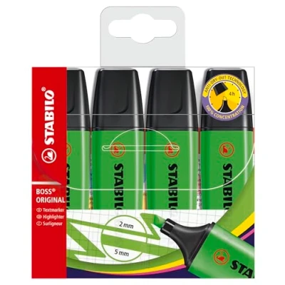 Afbeelding van Tekstmarkeerstift STABILO BOSS ORIGINAL 4 stuks groen