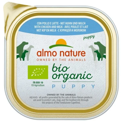 Afbeelding van 18x Almo Nature Bio Organic Puppy Hondenvoer Kip en Melk 300 gr