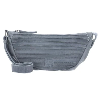 Afbeelding van FREDsBRUDER Leren Schoudertas Riffel Halfmoon Bag Sky Blue Blauw