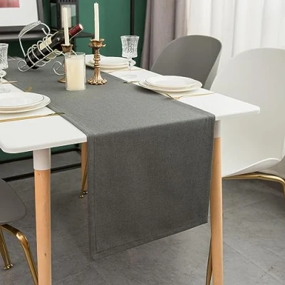 Afbeelding van Simurq Tafelloper, modern, afwasbaar, waterafstotend, lotuseffect, voor buiten, onderhoudsvriendelijk, antraciet, tafelband, 30 x 140 cm