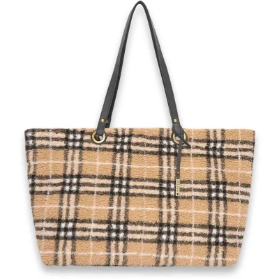 Afbeelding van Teddy geruite shopper ( creme kleurige )