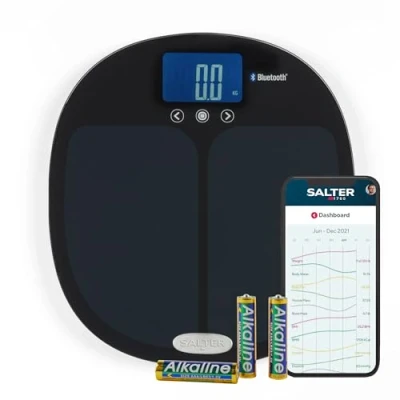 Afbeelding van Salter Curve Bluetooth Smart Analyser badkamerweegschaal Zwart