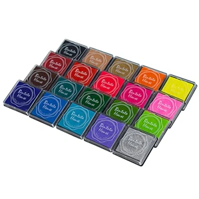 Afbeelding van CIOUYAOS 20 kleuren inkt pad, niet toxisch wasbaar vingerafdruk stempel pad set, regenboog DIY Craft Rubbers voor kinderen kaart maken, scrapbooking stempelen benodigdheden (20 stuks)