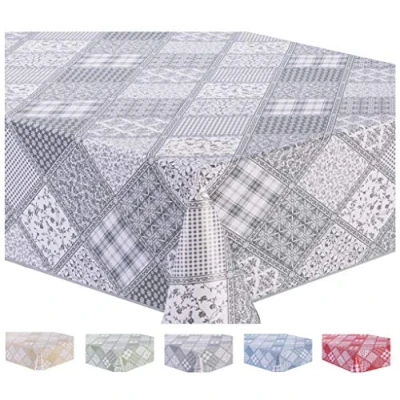 Afbeelding van Home Direct Tafelkleed van pvc, rechthoekig, 140 x 180 cm, lichtgrijs