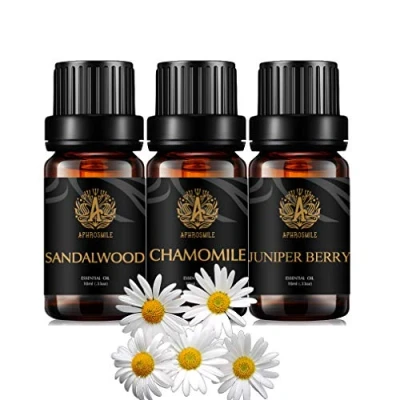 Afbeelding van 100% zuiver sandelhout etherische olie kit voor het maken van kaarsen, 3 x 10 ml aromatherapie juniper berry set diffusers, therapeutische kwaliteit kamille massage