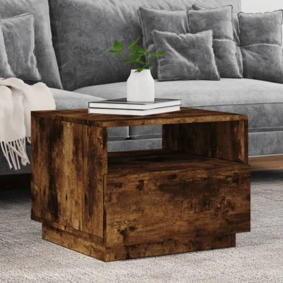 Afbeelding van Salontafel met LED verlichting 50x49x40 cm gerookt eikenkleurig