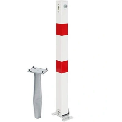 Afbeelding van Alberts 787028 Afzetpaal Klappy Bo naar keuze in verschillende uitvoeringen om beton te gieten, neerklapbaar wit paal 70 x mm hoogte boven de grond 100 cm
