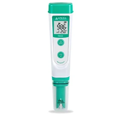 Afbeelding van Apera Instruments TDS20 TDS meter, digitaal meetapparaat met temperatuurweergave (1% nauwkeurigheid, ± 0,5 C, waterbestendig, ATC, draagkoffer)