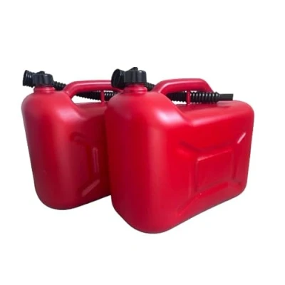 Afbeelding van pokm toolsmarket jerrycan 20 liter x2, kunststof voor benzine en diesel met kraan, reserve VN goedkeuring rood/zwart (2 stuks SET)