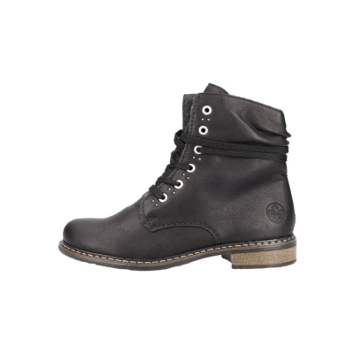 Afbeelding van Rieker DAMES Enkellaarzen 71218, Vrouwen Veterlaarsjes,laarzen,chukka boot,korte laarzen,veterschoenen,Zwart (schwarz / 00),42 EU 8 UK