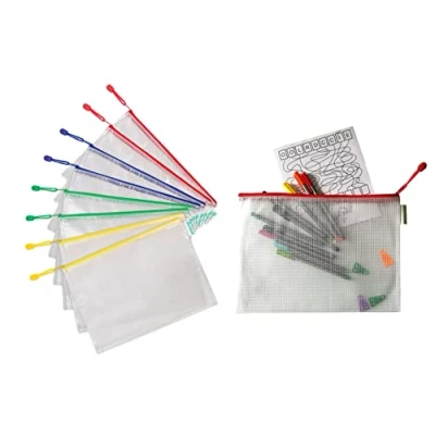 Afbeelding van Tarifold Es 509019 Documententassen met ritssluiting, A4, van waterdicht kunststof, voor documenten, kwitanties, schrijfwaren, kantoor, reizen, school, thuis, 12 stuks