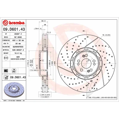 Afbeelding van Brembo Remschijven 09.D601.43