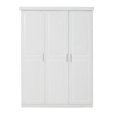 Afbeelding van Hioshop kledingkast Oslo hout 3 Deurs Wit