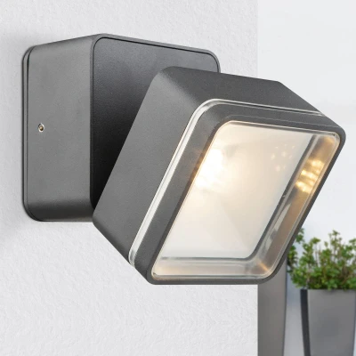 Afbeelding van Globo LED buitenwandlamp Lissy, antraciet, hoekig