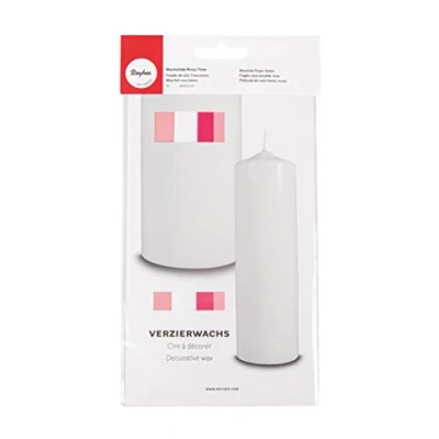 Afbeelding van Rayher 31449000 Versierwas, roze tinten, set van 4 decoratieve wasplaten elk 20 x 6,5 cm, wax om kaarsen te versieren, kaarswas, wasfolie