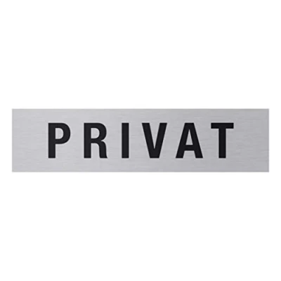 Afbeelding van Metafranc Plakbord &quot;Privé&quot; 160 x 40 mm van aluminium in moderne roestvrijstalen look zelfklevende achterkant/bewegwijzering/infobord/verbodsbord/toegangsverbod / 507040