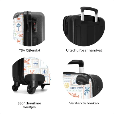 Afbeelding van NoBoringSuitcases.com Grote koffer Kreeft met zomer patroon kleurrijk Kinderkoffer geschikt voor jongen en meisjes Reiskoffer 4 wielen Trolley op wieltjes Rolkoffer groot kinderen 72 liter Ruimbagage valies 20kg