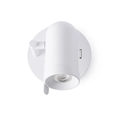 Afbeelding van Faro Lighting Orleans 1 Light Indoor Verstelbare Wandspot Wit, GU10