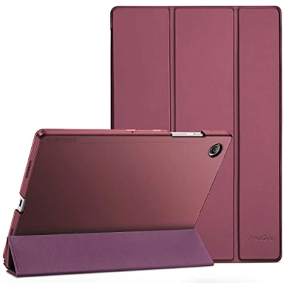 Afbeelding van ProCase Hoes voor Galaxy Tab A8 Case 10,5 inch 2021 (SM X200 SM X205), Trifold Hoesje Beschermhoes Smart Folio Cover met Translucent Back Shell (Wijn)