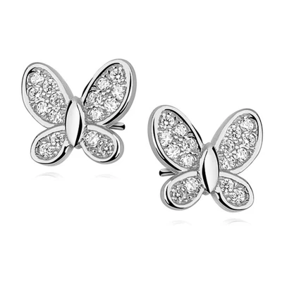 Afbeelding van JoyS Zilveren vlinder oorbellen 8 mm zirkonia gehodineerd