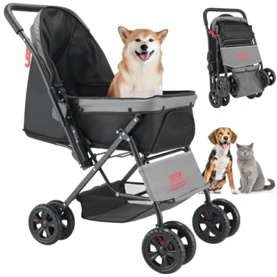 Afbeelding van VEVOR Hondenbuggy Hondenkar Hondenbench Kattenkar Kinderwagen Kattenbuggy tot 20 kg