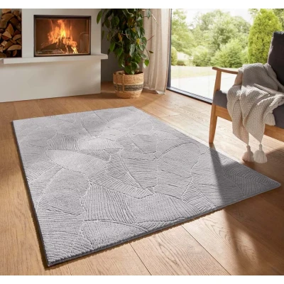 Afbeelding van Zacht Vloerkleed Fuzz Leaf Grijs 50x80 Cm