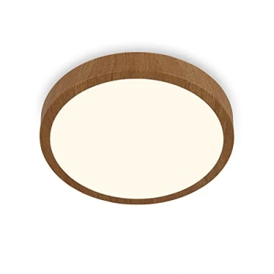 Afbeelding van Briloner Leuchten plafondlamp LED, hout, warm wit licht, opbouwlamp, houtlook, Ø380x50 mm