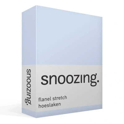 Afbeelding van Snoozing stretch flanel hoeslaken Tweepersoons Hemel