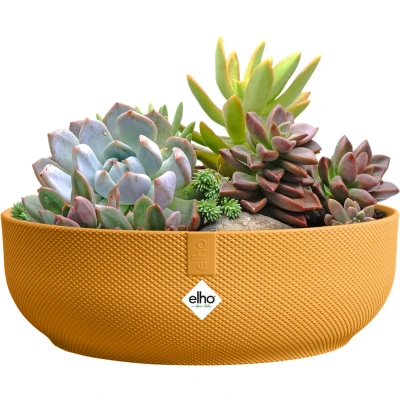 Afbeelding van Elho Jazz Bowl 28 Bloempot voor Binnen 100% Gerecycled Plastic Ø 27.5 x H 9.0 cm Amber Geel