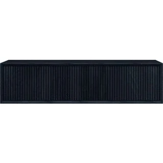 Afbeelding van Looox wooden facet stripes 120cm 2 lades black wfst1200bl