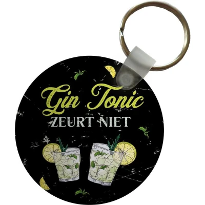 Afbeelding van Sleutelhanger Gin Glazen Vintage Plastic Rond Uitdeelcadeautjes Vaderdag cadeau Geschenk Cadeautje voor hem Tip Mannen