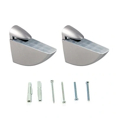 Afbeelding van Emuca 4009325 paar plankdragers model Aguila voor planken in hout/glas/kristal met dikte 8 40 mm uitvoering aluminiumkleur gelakt