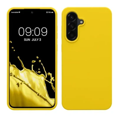 Afbeelding van kwmobile telefoonhoesje geschikt voor Samsung Galaxy A56 5G Hoesje met siliconen coating Smartphone case in stralend geel