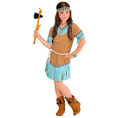 Afbeelding van Widmann Kinderkostuum indianen, jurk, riem, hoofdband, wilde vesten, carnaval, themafeest