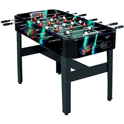 Afbeelding van CARROMCO TUCANA XT tafelvoetbal, voetbal, kicker, zwart met design, 122 x 61 83 cm