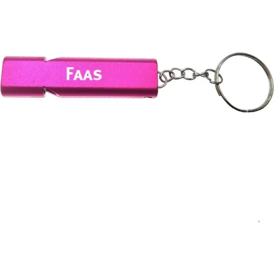 Afbeelding van Sleutelhanger Fluit Met Naam Faas Roze Veiligheid