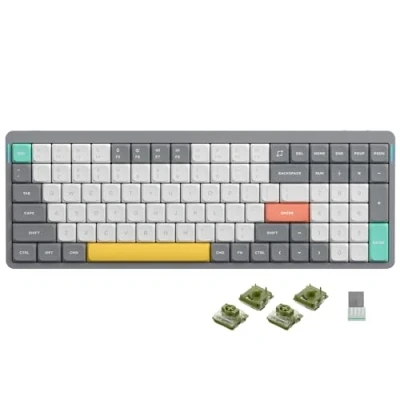 Afbeelding van Nuphy Air96 V2 Mechanisch Toetsenbord QMK/VIA, 96% Low Profile Draadloos Toetsenbord, Bluetooth 5.1, 2.4GHz en bekabelde verbinding, Compatibel met Windows Mac OS Lunar Gray Moss