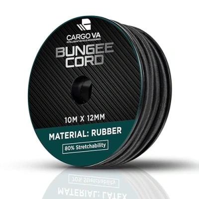 Afbeelding van CargoVA Rubber Touw 12mm 10m zwart Expand Rope 80% Elongation Weerbestendig Spantouw voor Aanhangwagens, Luifels, Tarps, etc.