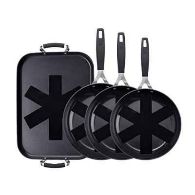 Afbeelding van MasterPro Smart pannenset, 3 stuks, 20 cm, 24 cm en 28 grillplaat 32 4 gesmeed aluminium, versterkte antiaanbaklaag, ergonomische handgrepen &quot;Soft Touch&quot;, PFOA, LEAD CADMIO