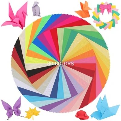 Afbeelding van Origami papier, 210 vellen, 30 levendige kleuren, 10 x cm, 80 g/m², mini vierkant, dubbelzijdig, voor kinderen, kunst en reizen, UAP060F