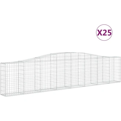 Afbeelding van vidaXL Schanskorven 25 st gewelfd 400x30x80/100 cm ijzer